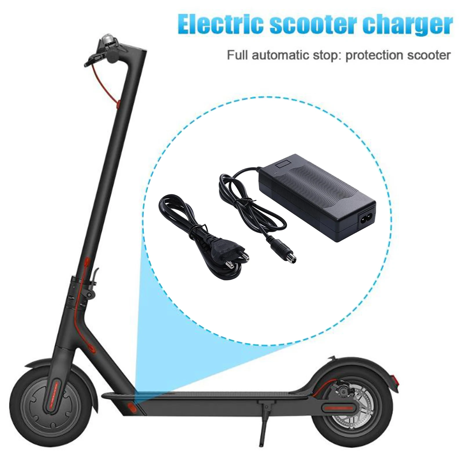 1 Piece Electric Scooter Charger EU Plug Protection Security Adapter Connector Black Supply Power for Xiaomi M365 Scooter