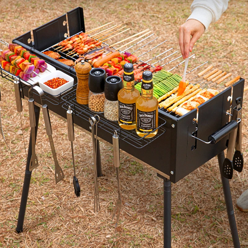 

Barbecue oven Household barbecue rack Outdoor barbecue oven Smokeless folding portable charcoal tools Camping barbecue oven