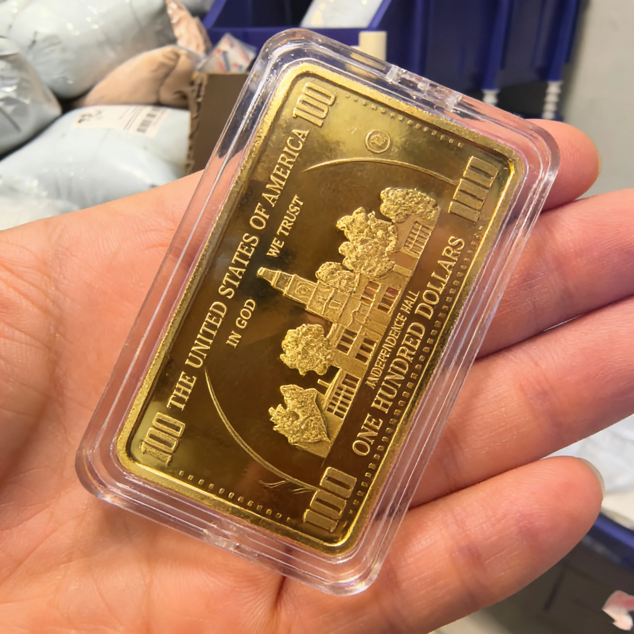 Gold Plated US Dollar Bill Commemorative Bar 1oz Collectible Souvenir 5&times;3cm Art Craft Gift for Coin Enthusiasts