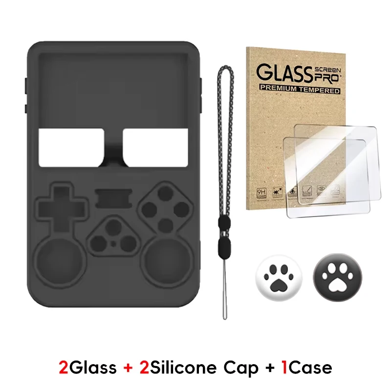 5-in-1 Soft Silicone Game Console Case with Lanyard & Tempered Glass Screen Protectors