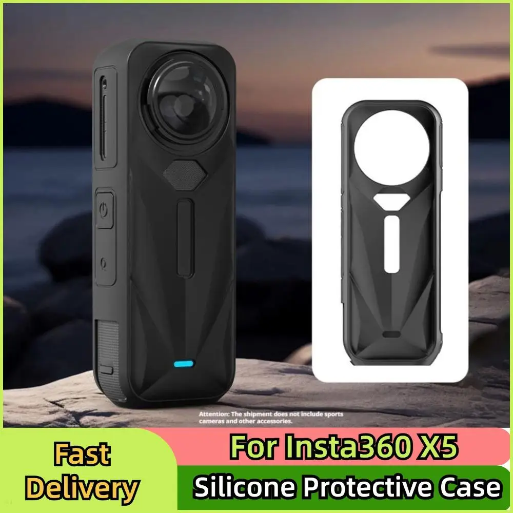 Coque silicone Insta360 X5 ajustée parfaitement à la caméra, protection anti-rayures assurée