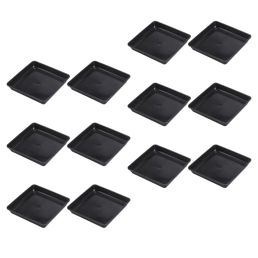 

12pcs Flower Basin Bottom Mats Sqaure Trays Stand For Plantss Squared Plant Saucers