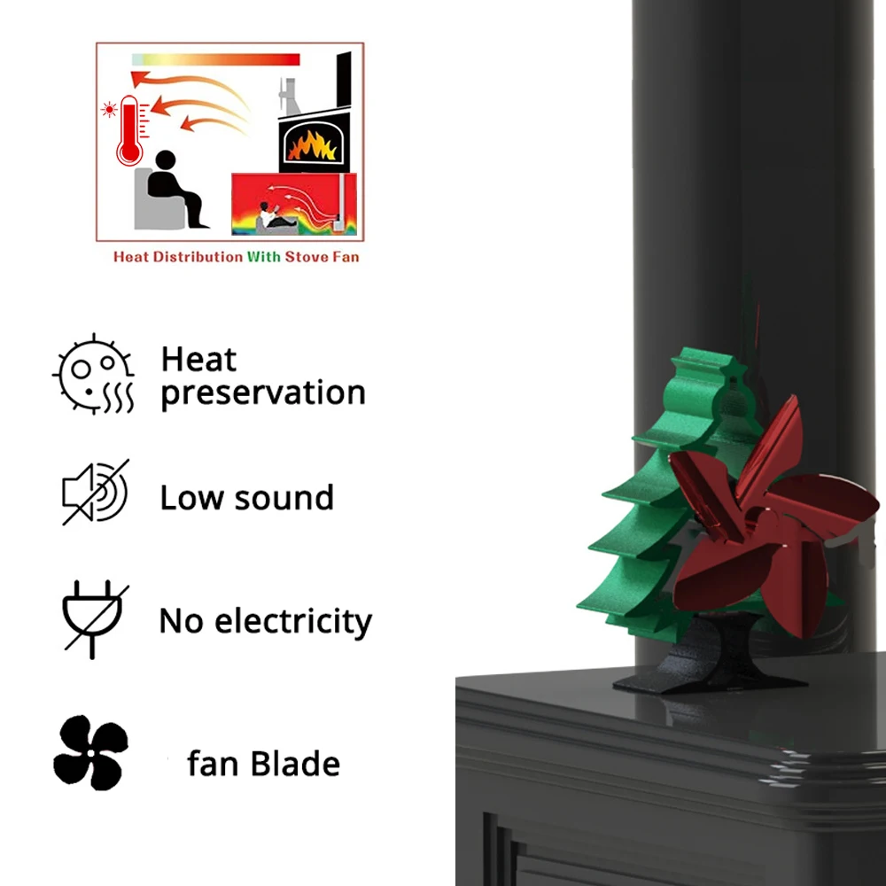 

1PC Stove Fan White 5 Blade Fireplace Fan Heat Powered Wood Burner Eco Fan Friendly Quiet Home Efficient Heat Distribution