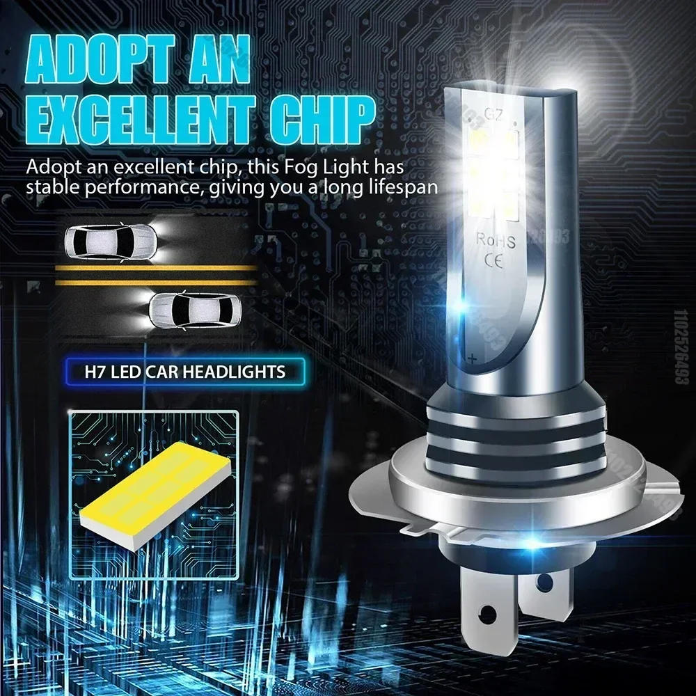 LED Car Fog Lights H7 H4 White Headlight Kit
