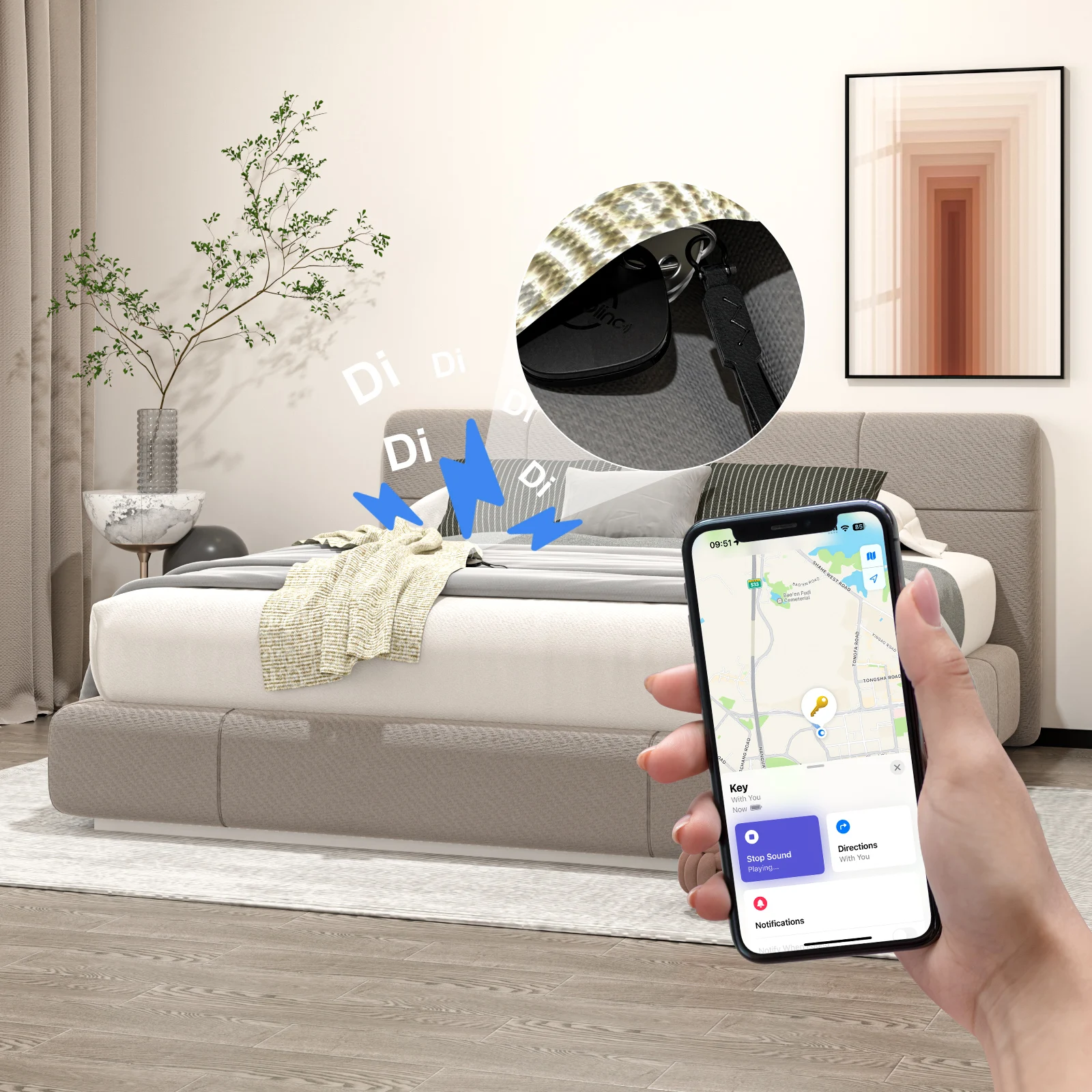 VOCOlinc Mini Smart Tag, Bluetooth Locator, Item Finder, Car Keychain Tracker, IP67 Anti-lost Device，Use With Find My (IOS Only)