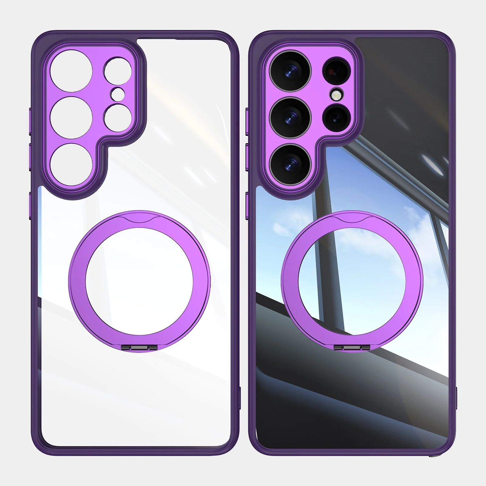 360° Rotating Magnetic Bracket Shockproof Phone Case with Clear Mount