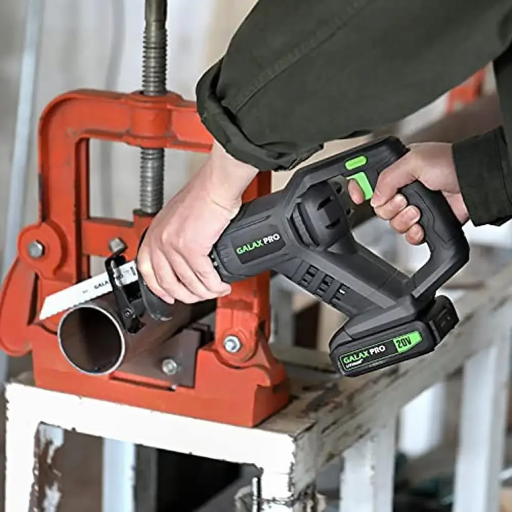 Cordless Reciprocating Saw 20V 2.0Ah Battery 0-3000RPM Power Tool 3pcs 6-inch Wood Blade & 2pcs Variable Speed Trigger Lock Off