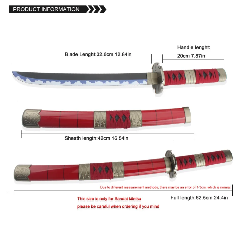 Anime Cosplay Wood Swords 60CM/23.6 Inch Zoro Katana Sword Wooden Kitetsu Yama Enma Japanese Samurai Sword Catana Origin 5