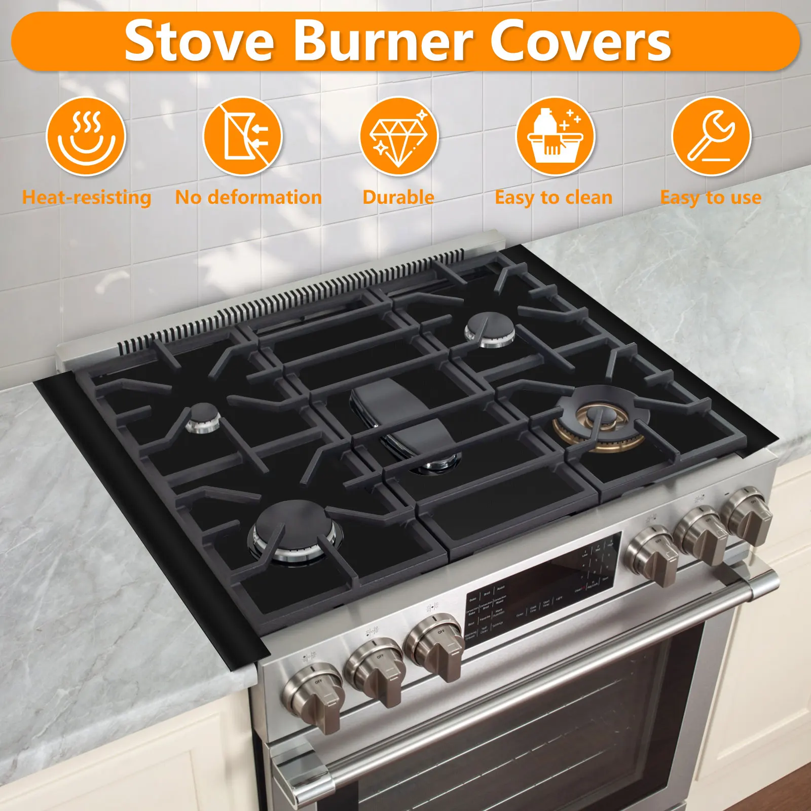 Stove Protector Cover Washable Stove Burner Covers Durable Cleaning Pad Set Silicone Stove Counter Gap Cover for Kitchen Cooking