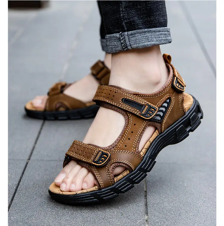 Leather Brand Classic Summer Men's Outdoor Leisure Beach Light Sandals Fashion Sports Shoes Large 46_voghion.com