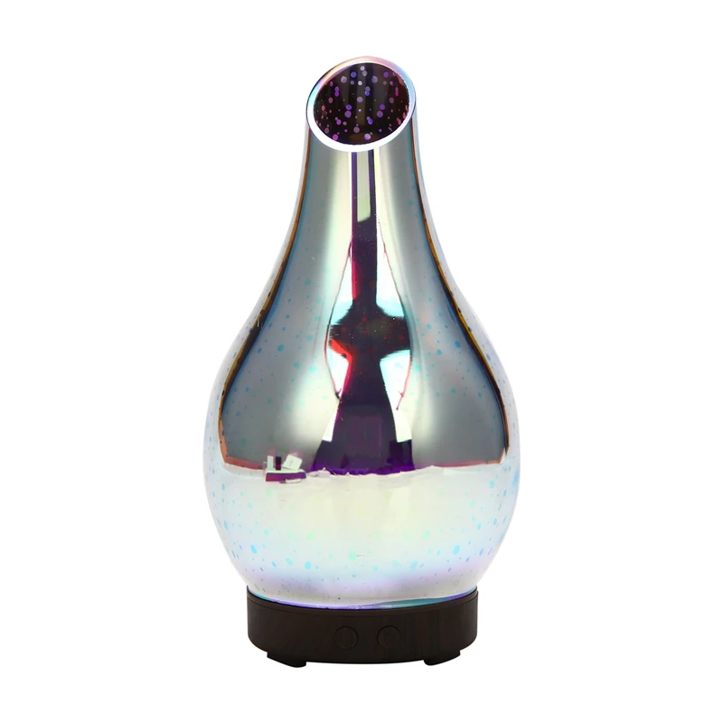 

3D 100ML Glass Colorful LED Humidifier Aroma Essential Oil Diffuser Ultrasonic Humidifier for Home Bedroom EU Plug
