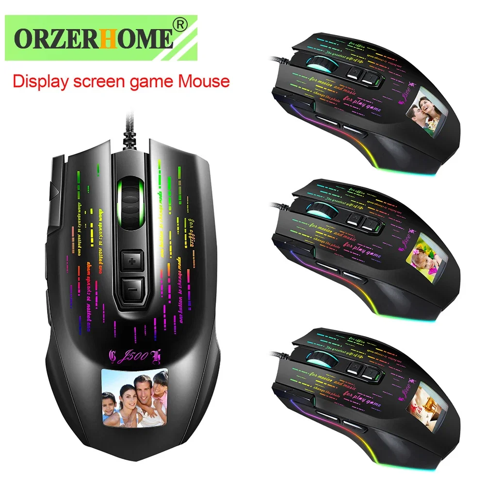 

ORZERHOME Wired Gaming Mouse 10000DPI Photo Setting Optical Sensor With RGB Backlight Display USB Gamer Mice For PC Games Laptop