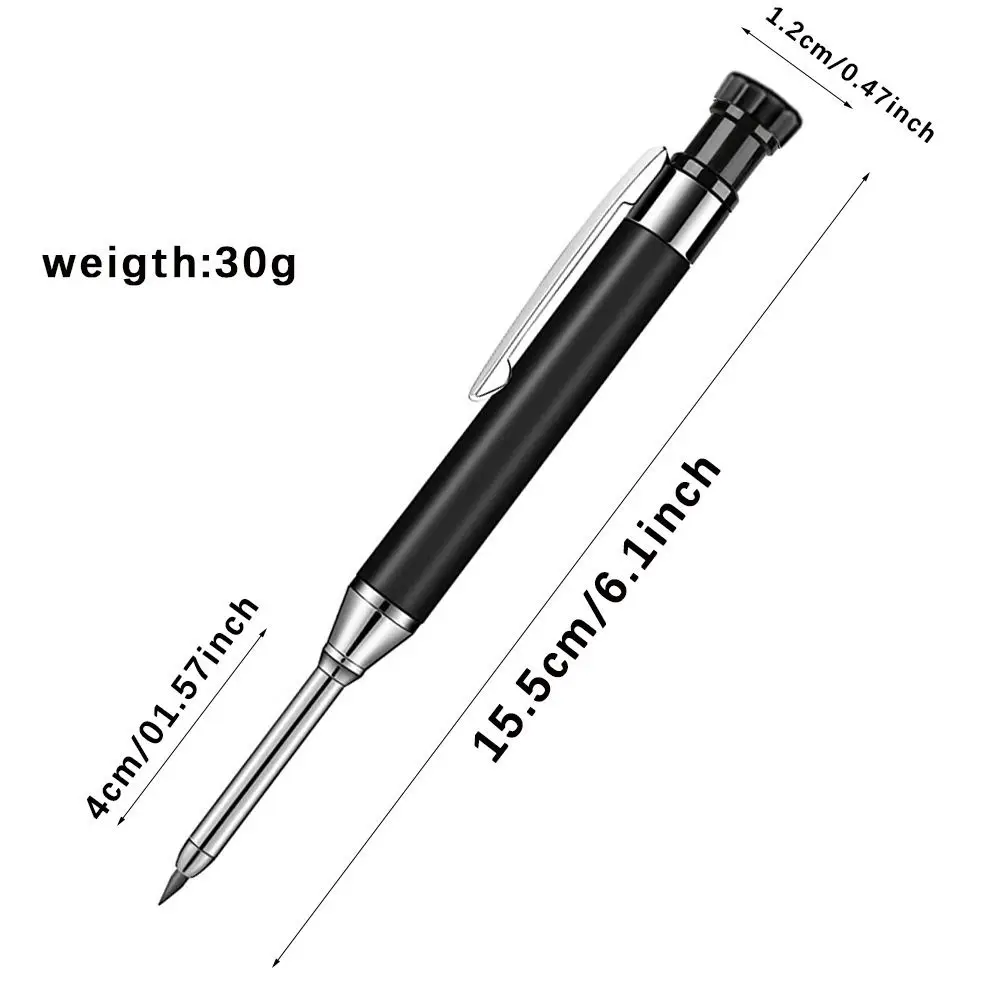 All Metal Deep Hole Marking Pencil 2.8mm Built-in Sharpener Woodworking Pencil Deep Hole Marking Long Head Mechanical Pencil