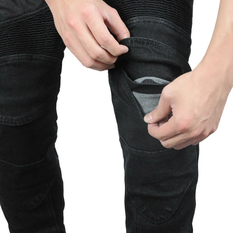 Мотоциклетные летние штаны для верховой езды, сетчатые дышащие защитные джинсы Volero, повседневные мотоциклетные узкие брюки В рыцарском стиле, черные
