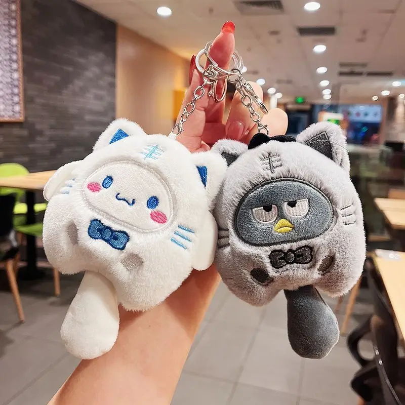 

Sanrio Kawaii anime cartoon plush Melody Kulomi doll pendant cinnamon roll schoolbag ins wind girl jewelry key chain key chain