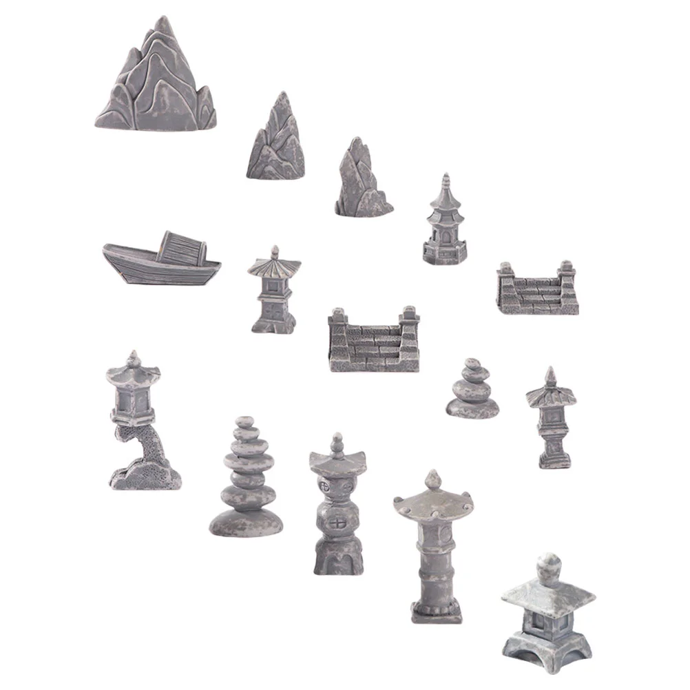 

Rockery Ornaments Garden Mini Pagoda Decor Retro Zen Miniature Tank Mold Sand Table Adornment Resin Model