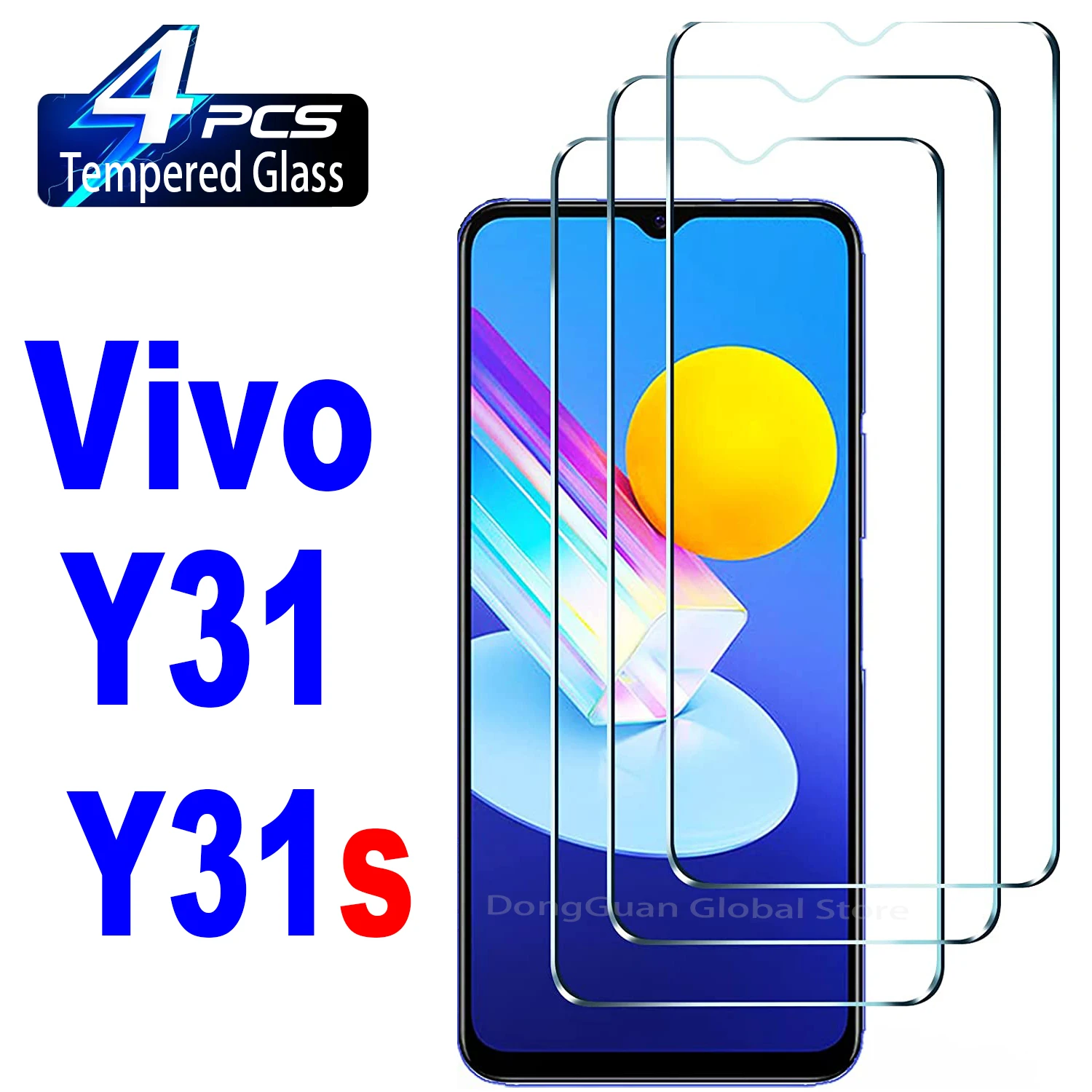 

2/4Pcs Tempered Glass For Vivo Y31 Y31s Screen Protector Glass Film