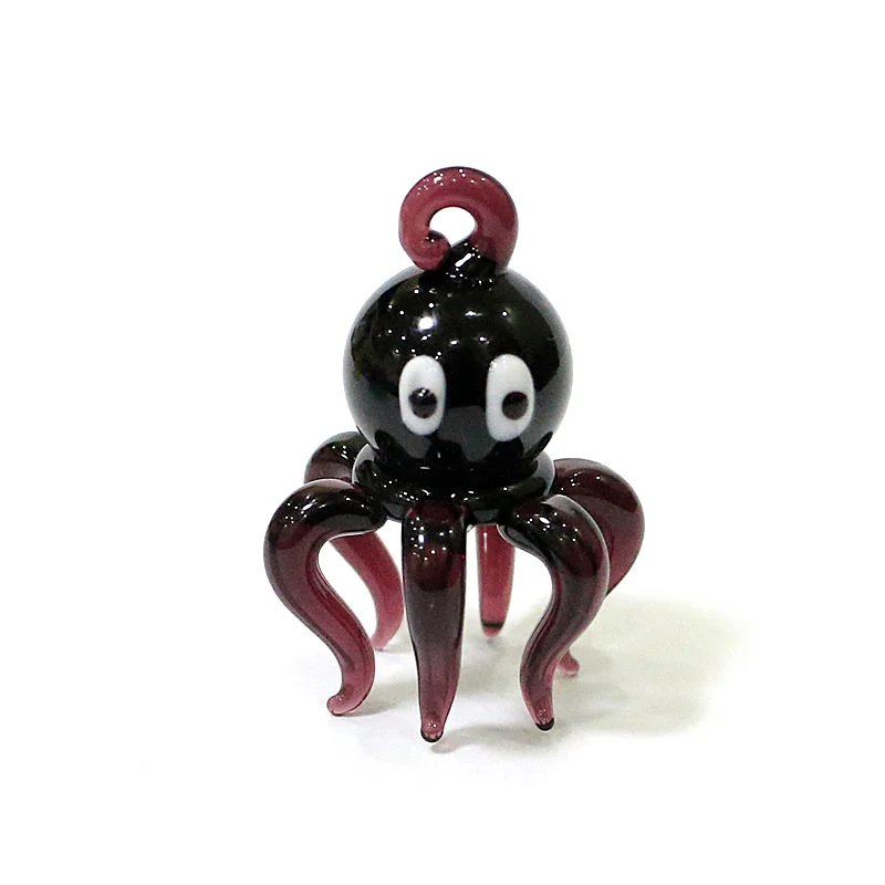 Cute Murano Glass Octopus Mini Figurine Pendant Aquarium Decor Hanging Sea Animal Ornament Female DIY Jewelry Making Accessories crystal hanging decoration,crystal ornament,wall hanging pendant,crystal wall hanging,glass pendant ornament,charm decoration