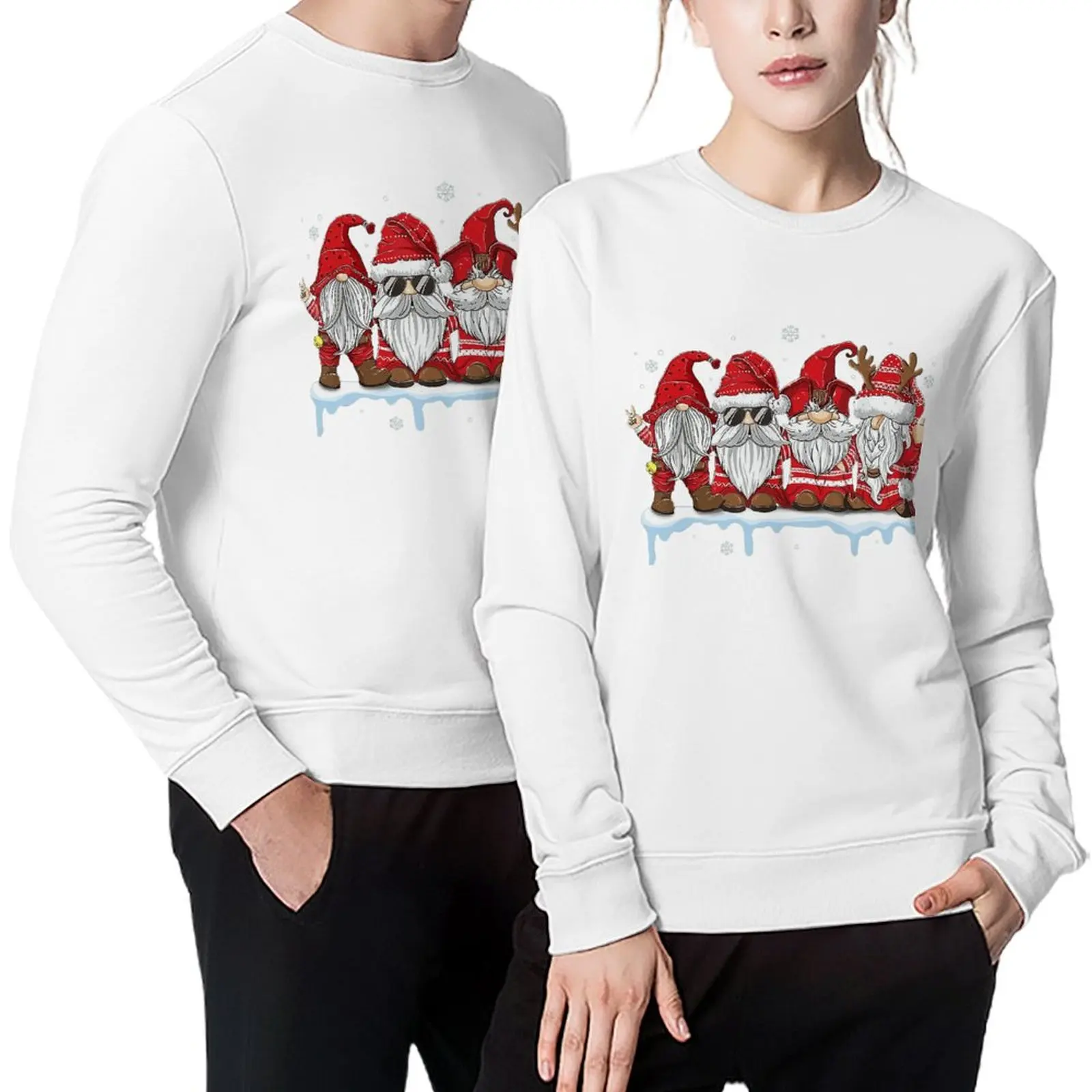 Unisex Cotton Christmas Santa Xmas with My Gnomies  Men Casual Thickened Adult Fleece Crewneck Sweatshirt Loose Pullover Hoodies
