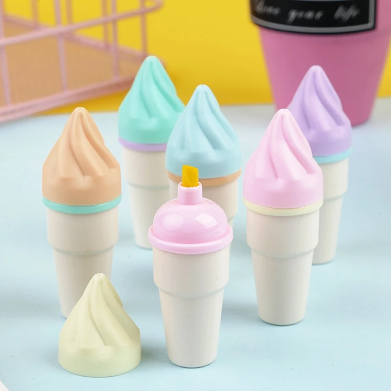 

Cute Ice Cream Cone Markers & Highlighters Set, Multicolored Pens Easy To Use Well-Made