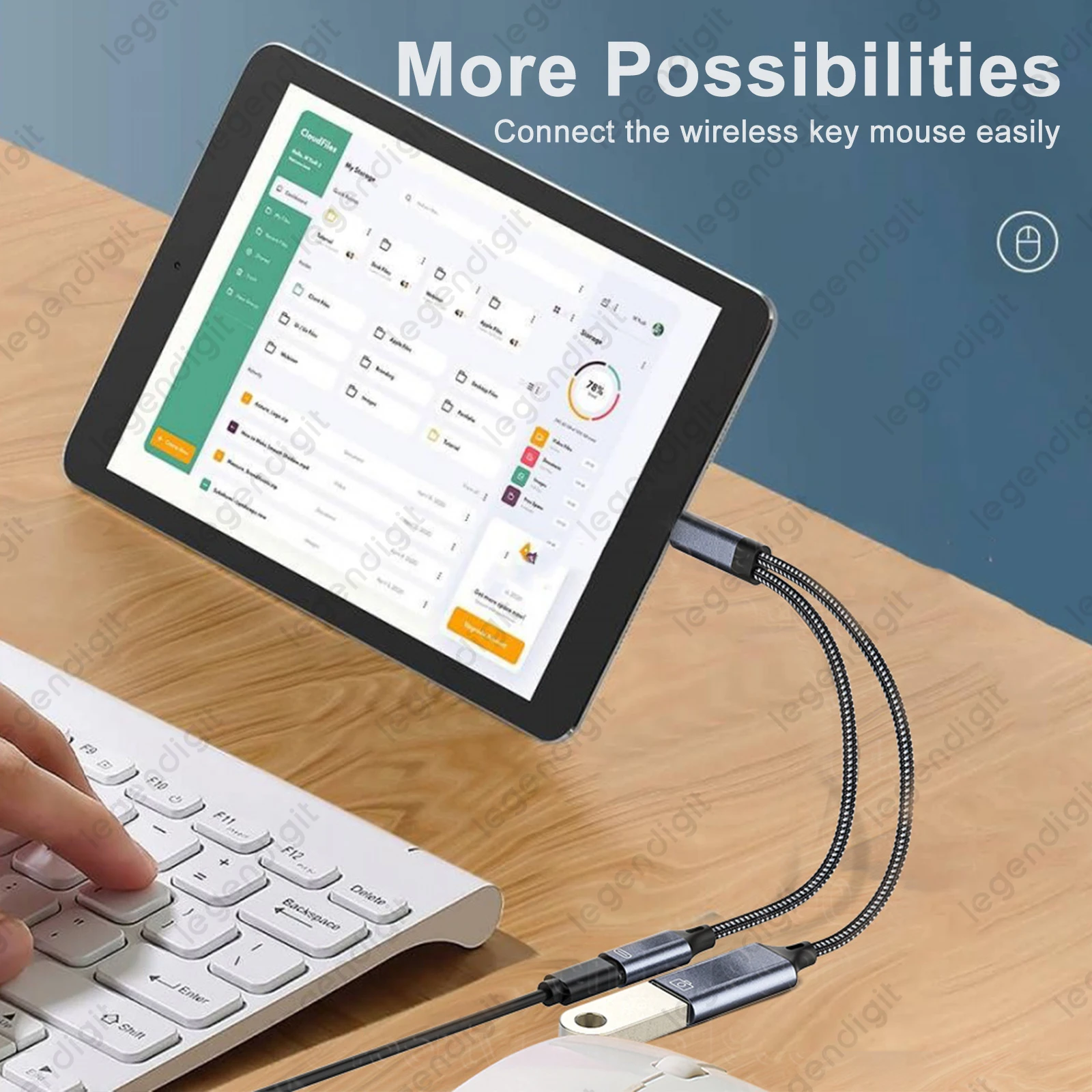 รูปสินค้า สายชาร์จ USB-C 2-in-1 สำหรับมือถือและแล็ปท็อป