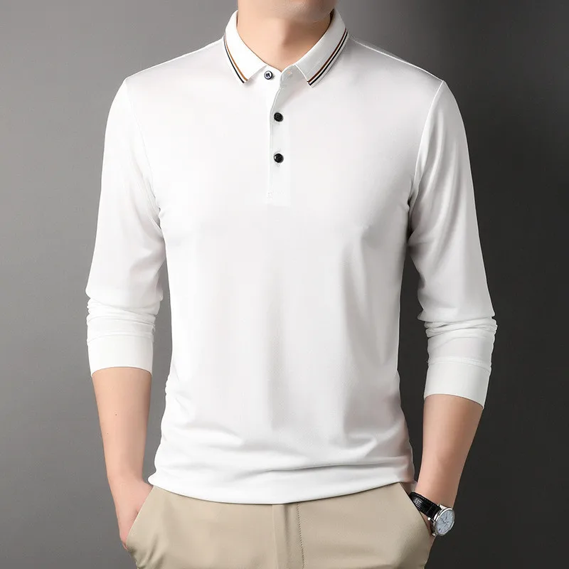 

2023 New Arrival Fashion Polo Shirt for Men Long Sleeve Thin Spring and Autumn Clothing Solid Casual Korean Style Polo Shirt