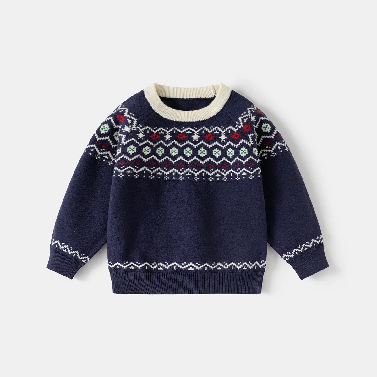 2026 봄 신상품 소년 라운드 넥 스웨터 세련된 니트웨어 아동용 면 혼방 탑 캐주얼웨어