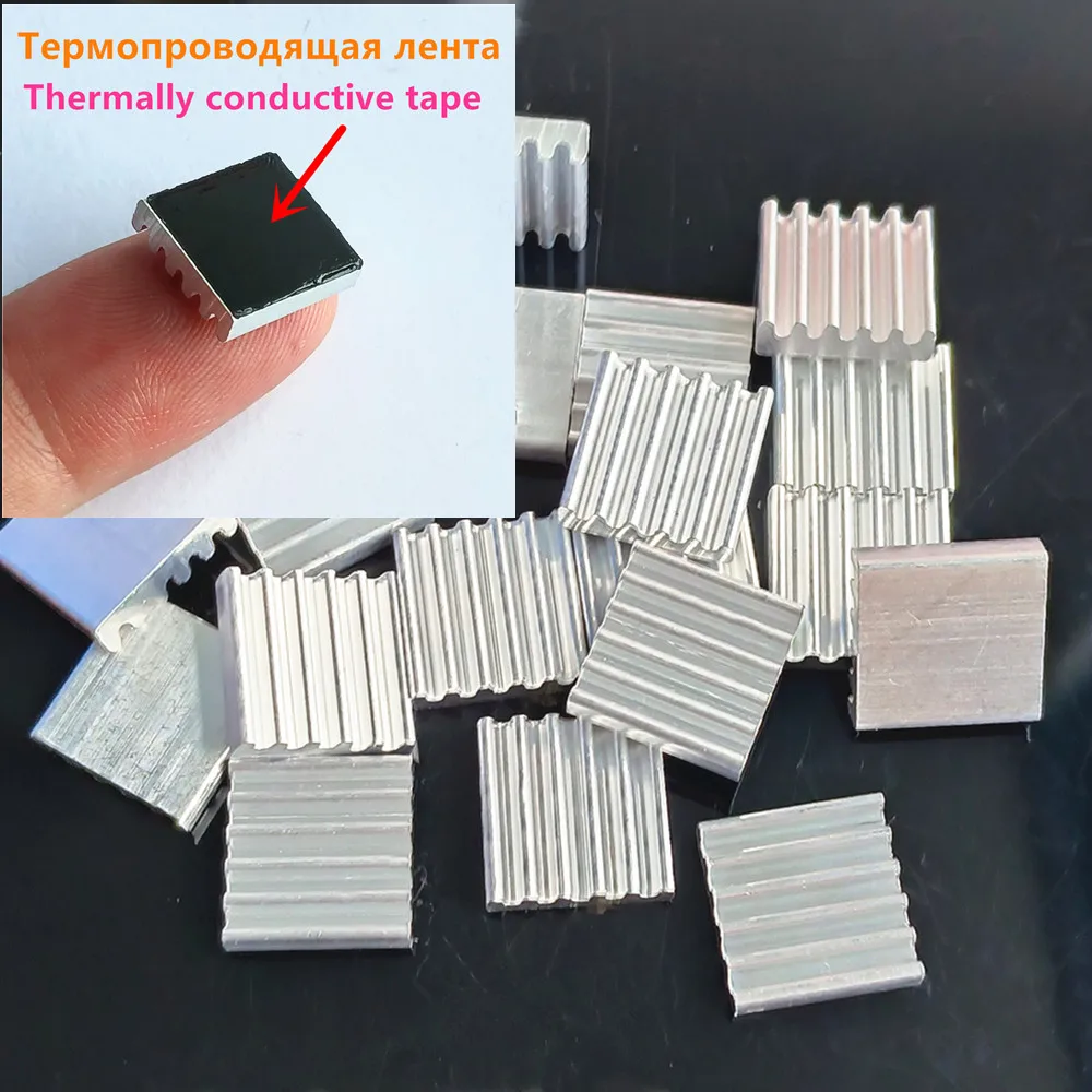 20PCS/Lot 12x12x3mm Laptop Aluminum Heatsinks Chip Cooling Fin With Thermally Conductive Tape Motherboard Electronic Radiator