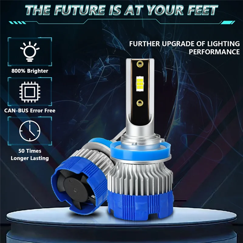 H11 LED 안개 전구, 자동차 헤드라이트 Canbus 빛, 50W 5000LM 6000K 차량용 차가운 백색광, DRL 교체