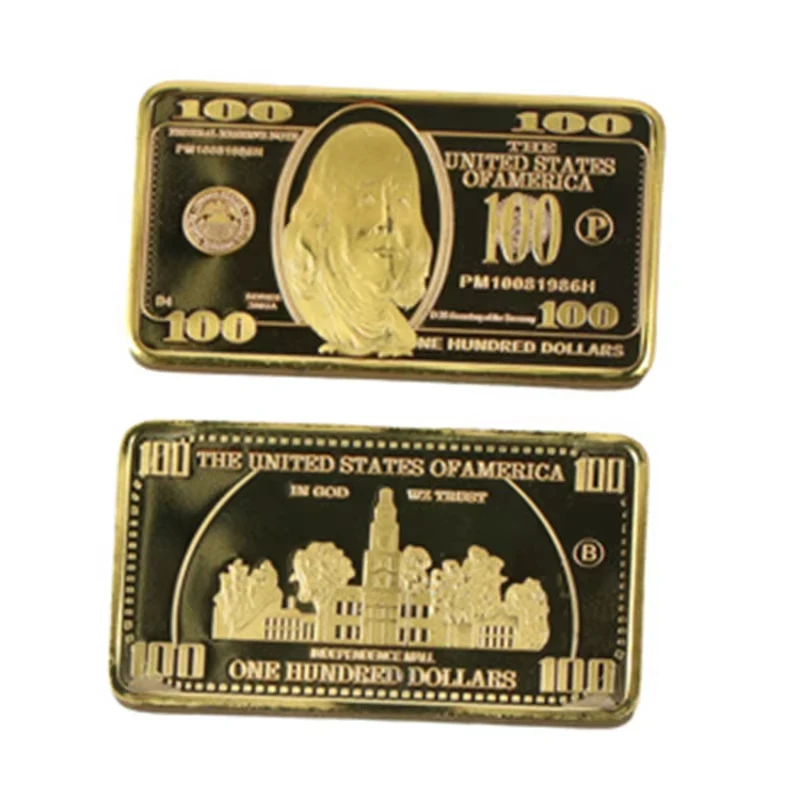 USA 100 Dollar Bullion 24k Gold Bar Coin with Gift Packaging