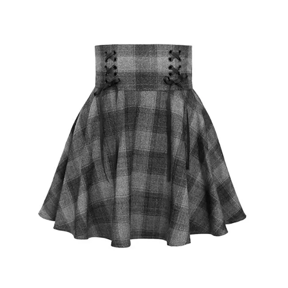 

Plaid Gothic Harajuku Skirt Streetwear Black Grey Punk Woman Mini Skater Hip Hop Casual College Lolita Steampunk Vintage Skirts