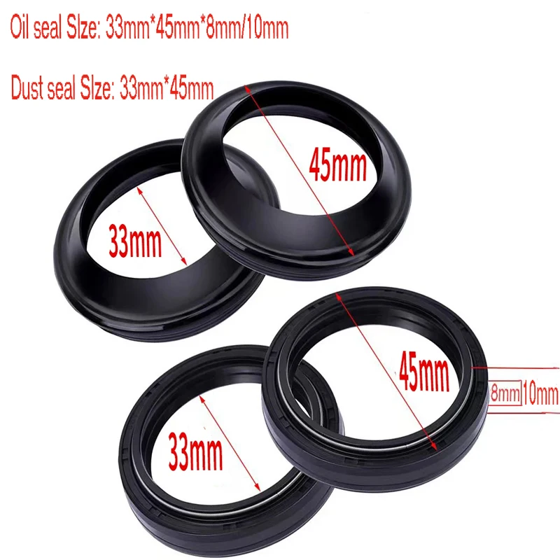 

33x45x8/10 Front Fork Damper Oil Seal 33 45 Dust Seal Cover For Honda DYLAN 125 FES S-WING 125 PANTHEON 125 SH 125 33*45*8/10