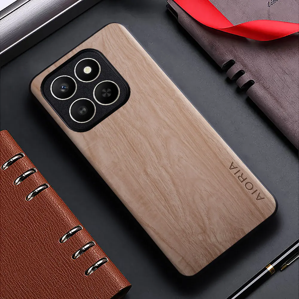 Bamboo Wood Pattern Leather Back Phone Case