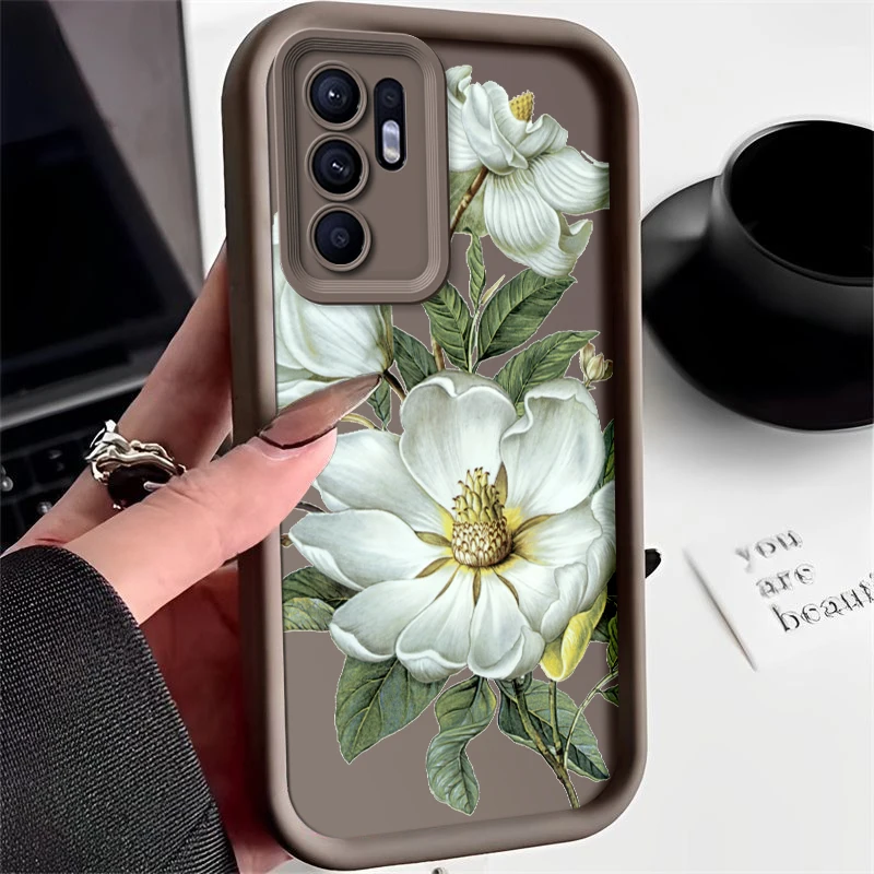 Floral Art Silicone Phone Case – Anti-Drop Soft Cover