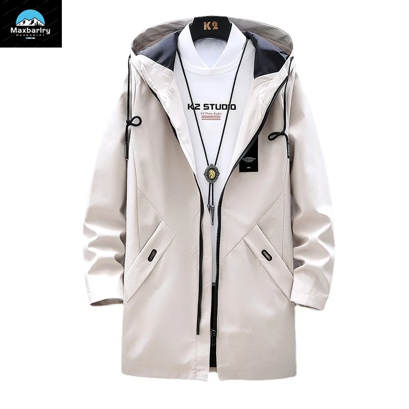 

Новая мужская куртка Молодежная трендовая парка средней длины пальто на молнии с капюшоном ветрозащитная Осенняя уличная спортивная одежда для альпинизма