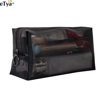 1PCS Women's Cosmetic Bag Travel Neceser Black Toiletry Kit Transparent Makeup Organizer Washing Pouch Small Large Make Up Bag 1