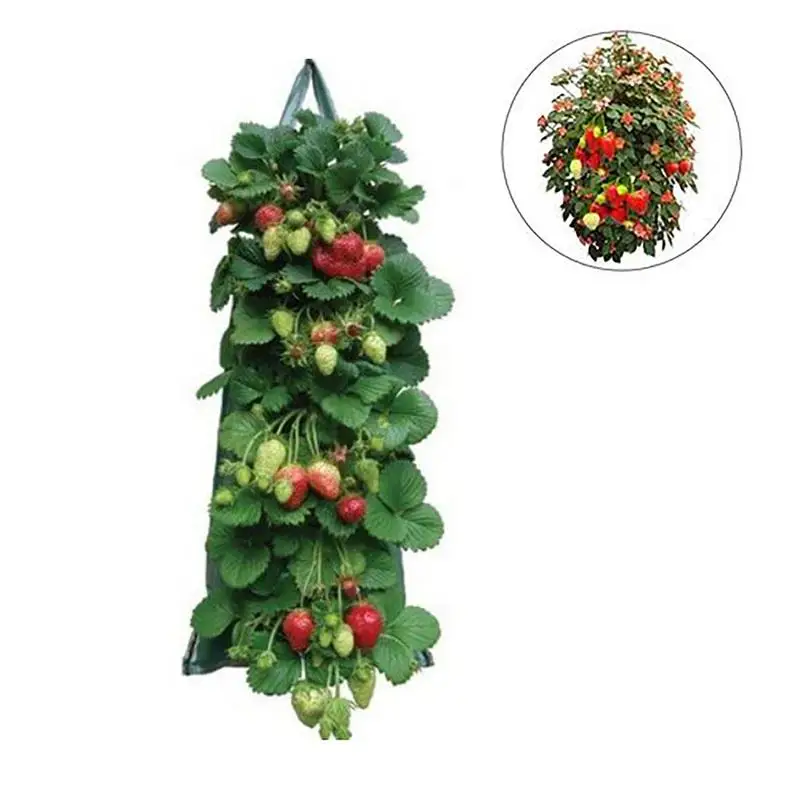

Strawberry Grow Bags Greenhouse Hanging Vegetable Aeration Fabric Pot With Handles Multi-mouth Vertical Flower Herb Planter Bag