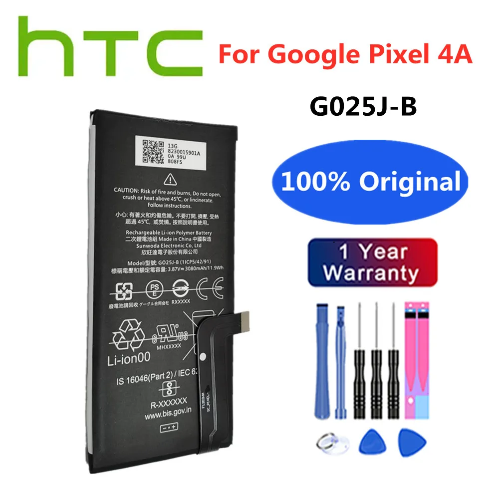 

G025J-B 3080mAh Original Replacement Battery For HTC Google Pixel 4A Pixel4A Mobiel Smart Phone Batteries Bateria + Free Tools