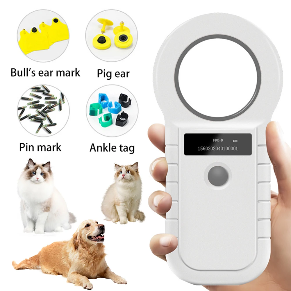 Pet Microchip Scanner 134.2kHz 125kHz Chip Transponder with Stable OLED Display Animal Tag Reader for ISO 11784/11785 FDX-B EMID