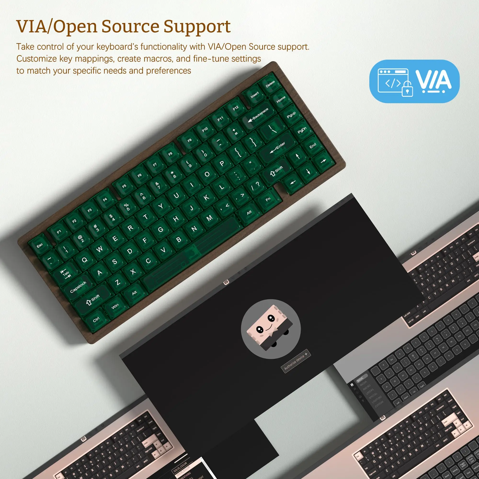 Womier WD75 QMK/VIA Wooden Gaming Keyboard 8000mAh Tri-Mode