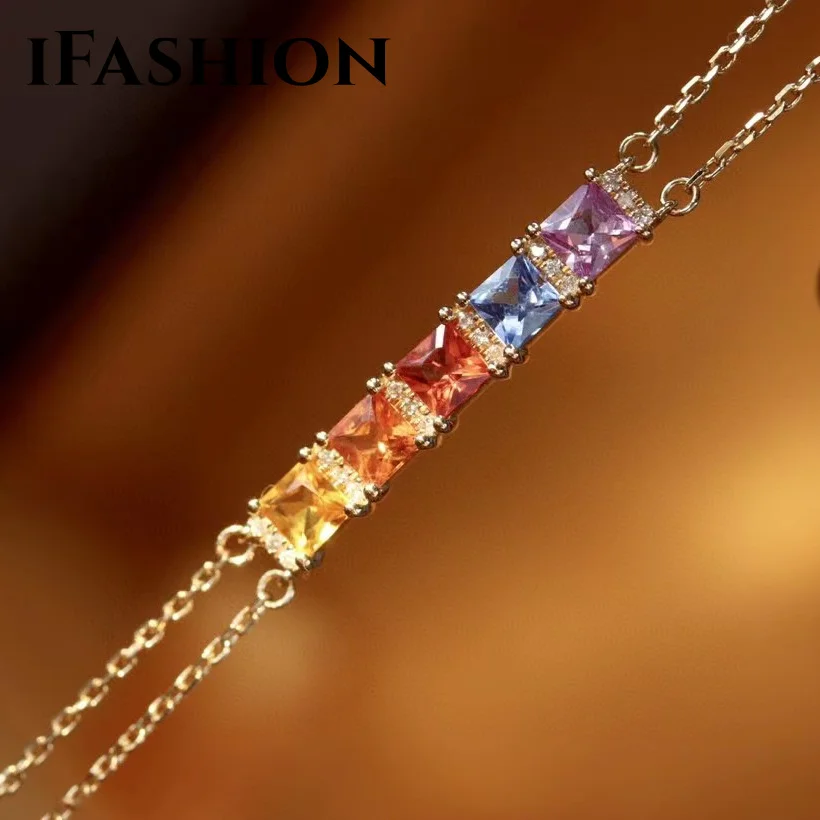 

Браслеты IFASHION из желтого золота 18 карат, украшения для помолвки, двойные цепочки в подарок, изящные многослойные украшения, праздничные подарки