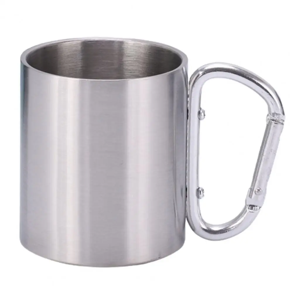 Tasse De Camping En Acier Inoxydable Avec Couvercle Et Mousqueton - Double Paroi Isotherme 220ml/300ml - Idéale Randonnée, Voyage - 6