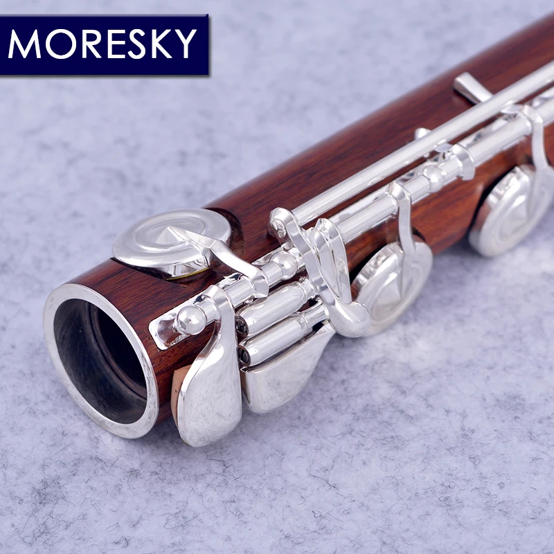 Moreskyレッドウッドフルート17オープン穴シルバーメッキeキー