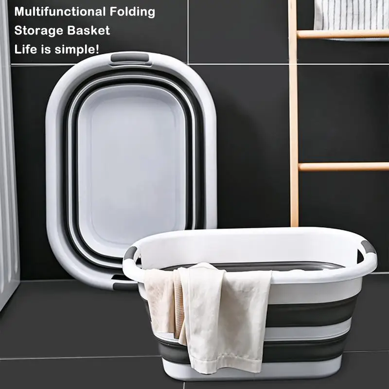 Foldable Home Multifunctional Dirty Clothes BasketBath Basin Portable Space Saving Storage Container 40L Hamper Organizer
