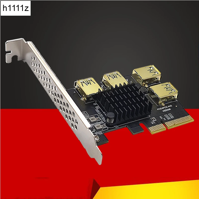 

Переходная карта PCIE от 1 до 4, переходник от PCIE до PCIE, 1 поворот, 4 PCI Express слота от X4 до X16, USB 3,0, переходник для майнинга BTC