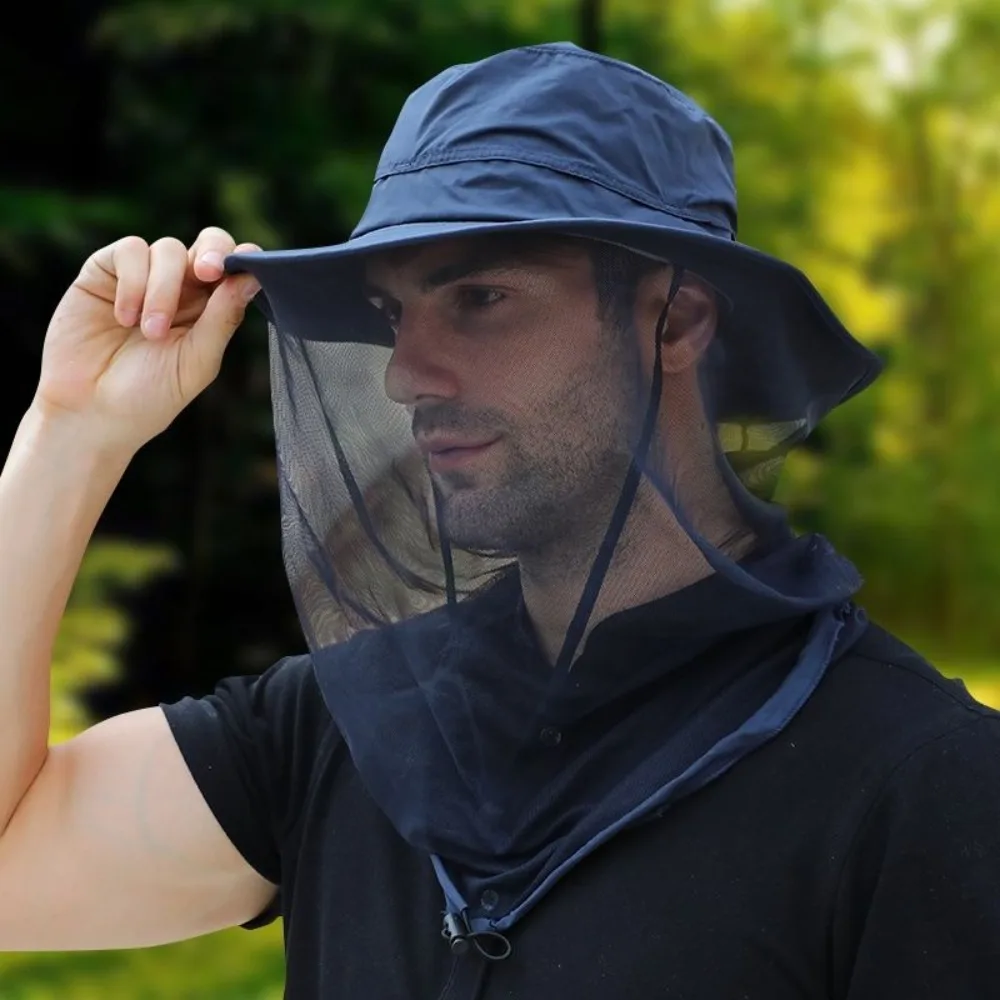 Anti Mosquito Fishing Sun Hat Breathable Multifunctional Anti Mosquito Insect Bucket Hat UPF50+ Permeable Mesh Mask