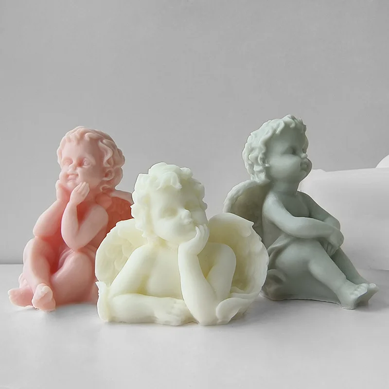 

Cute Angel Silicone Candle Mold Winged Angel Baby Ornament Plaster Candle Soap Resin Molds Handmade Home Decor Artifact Tools