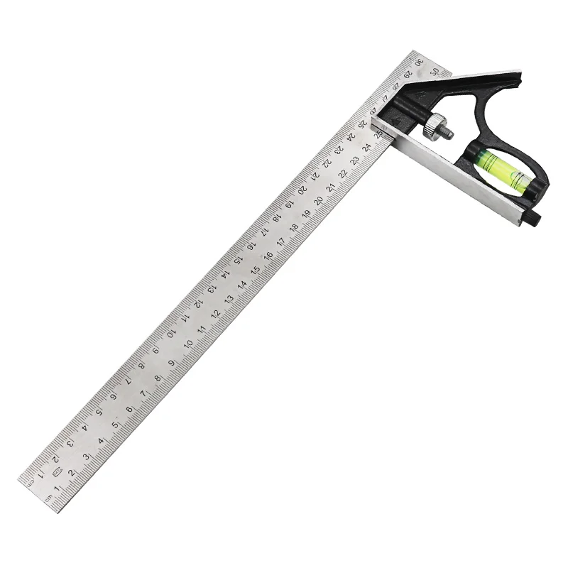 Angle square measuring tools set precise stainless steel aluminium adjustable combination spirit level 12" 300mm