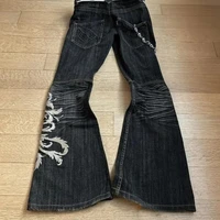 New High Waist Harajuku Loose Embroidered Women Jeans with Rock Punk Style Y2K Micro La Retro Wide Leg Pants - Image 2