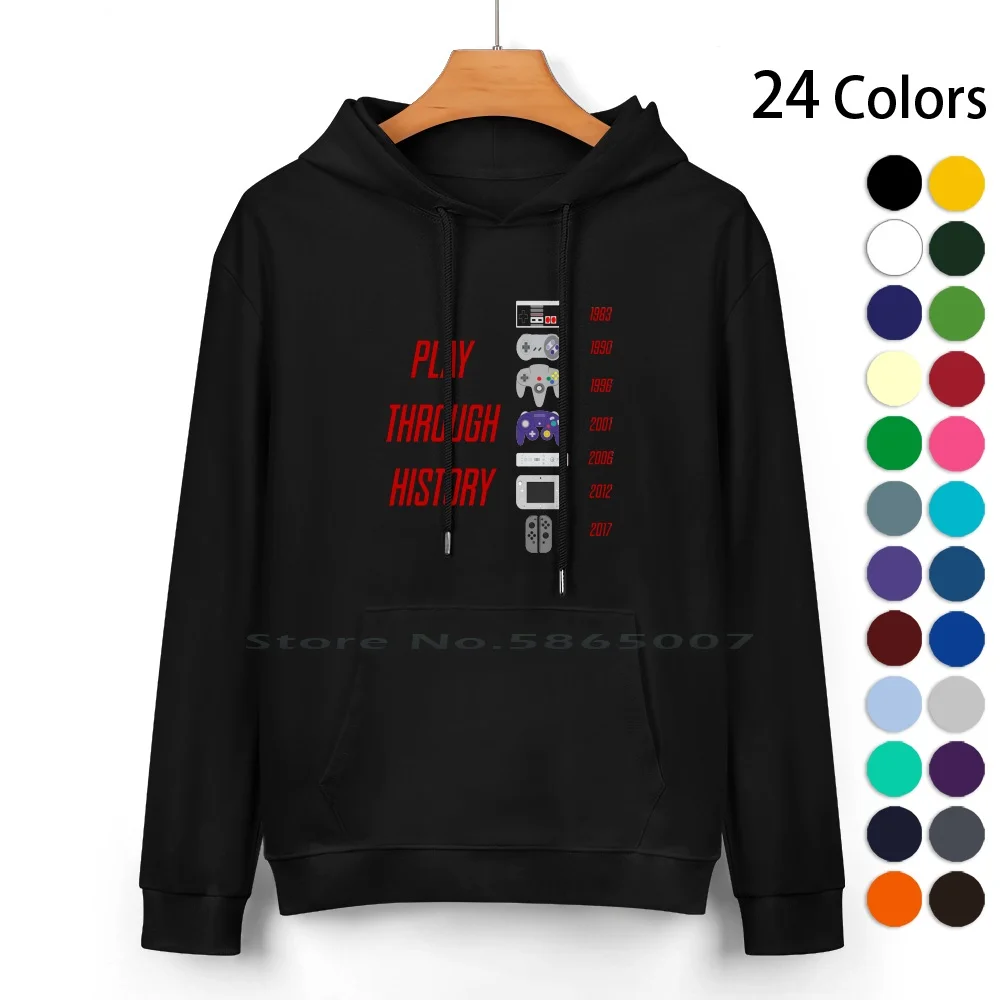 Gioca Attraverso La Storia: Maglione Con Cappuccio In Puro Cotone 24 Colori Super Snes N64 64 Gamecube Wii U Switch Lite Videogiochi Gaming
